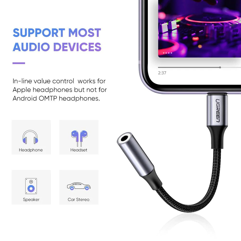 Audio Adapter Lightning - 3.5mm UGREEN US211 (30756), Crni