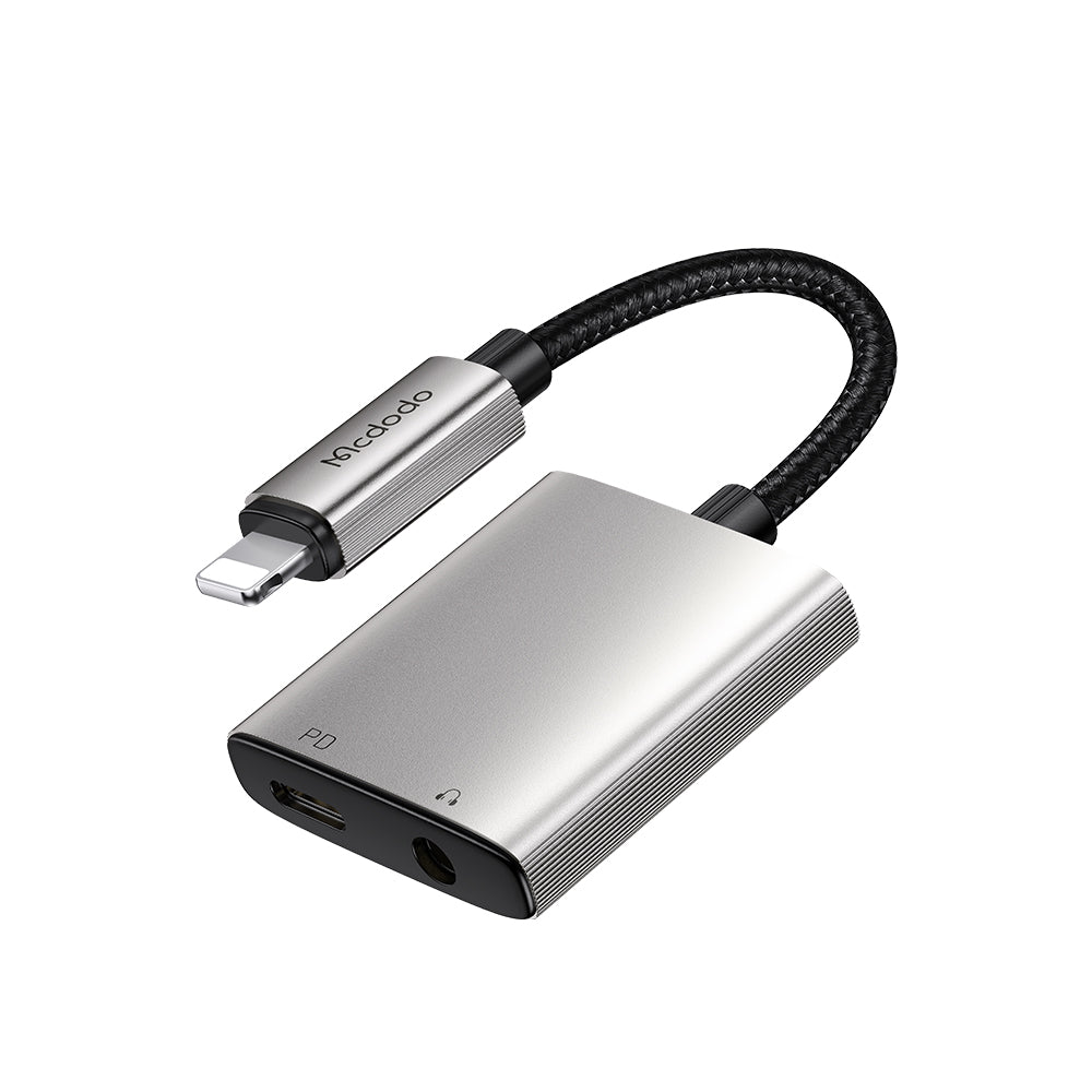 Audio Adapter Lightning - Lightning / 3.5mm McDodo CA-5540 Wales, Sivi