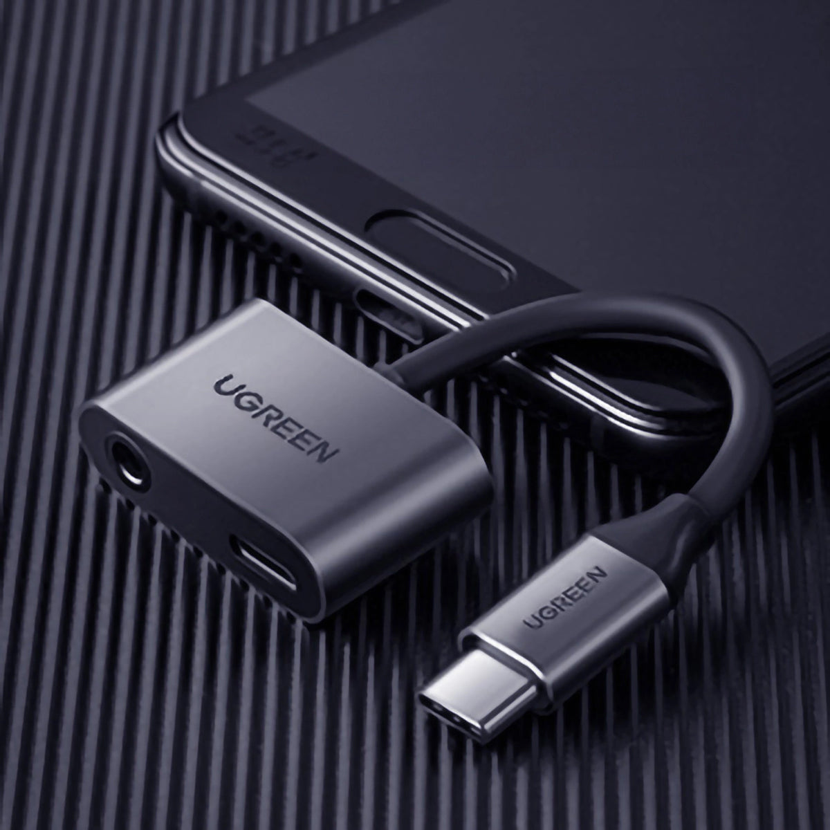 Audio Adapter USB-C - 3.5mm / USB-C UGREEN CM193, Sivi