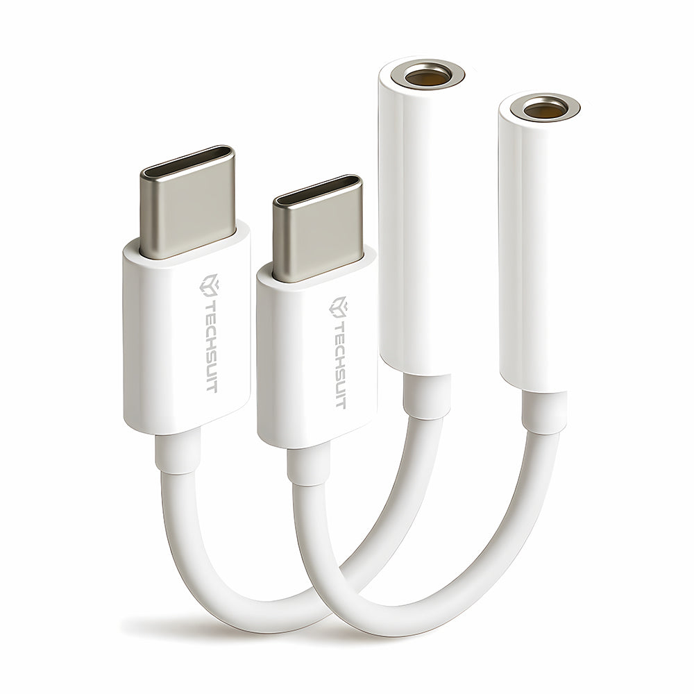 Audio adapter USB-C - 3.5mm Techsuit AC18 MusicBox, Beli, Set 2 komada