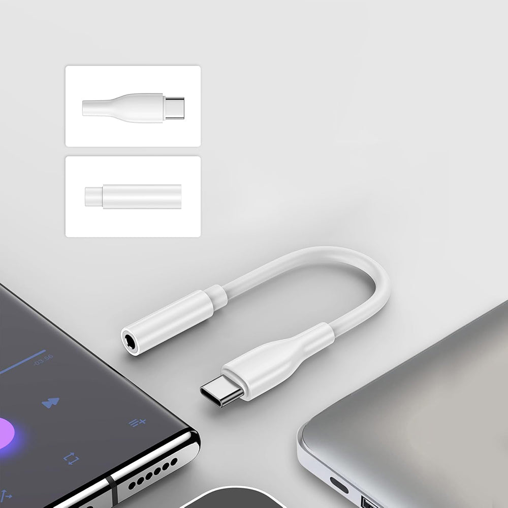 Audio adapter USB-C - 3.5mm Techsuit AC18 MusicBox, Beli, Set 2 komada