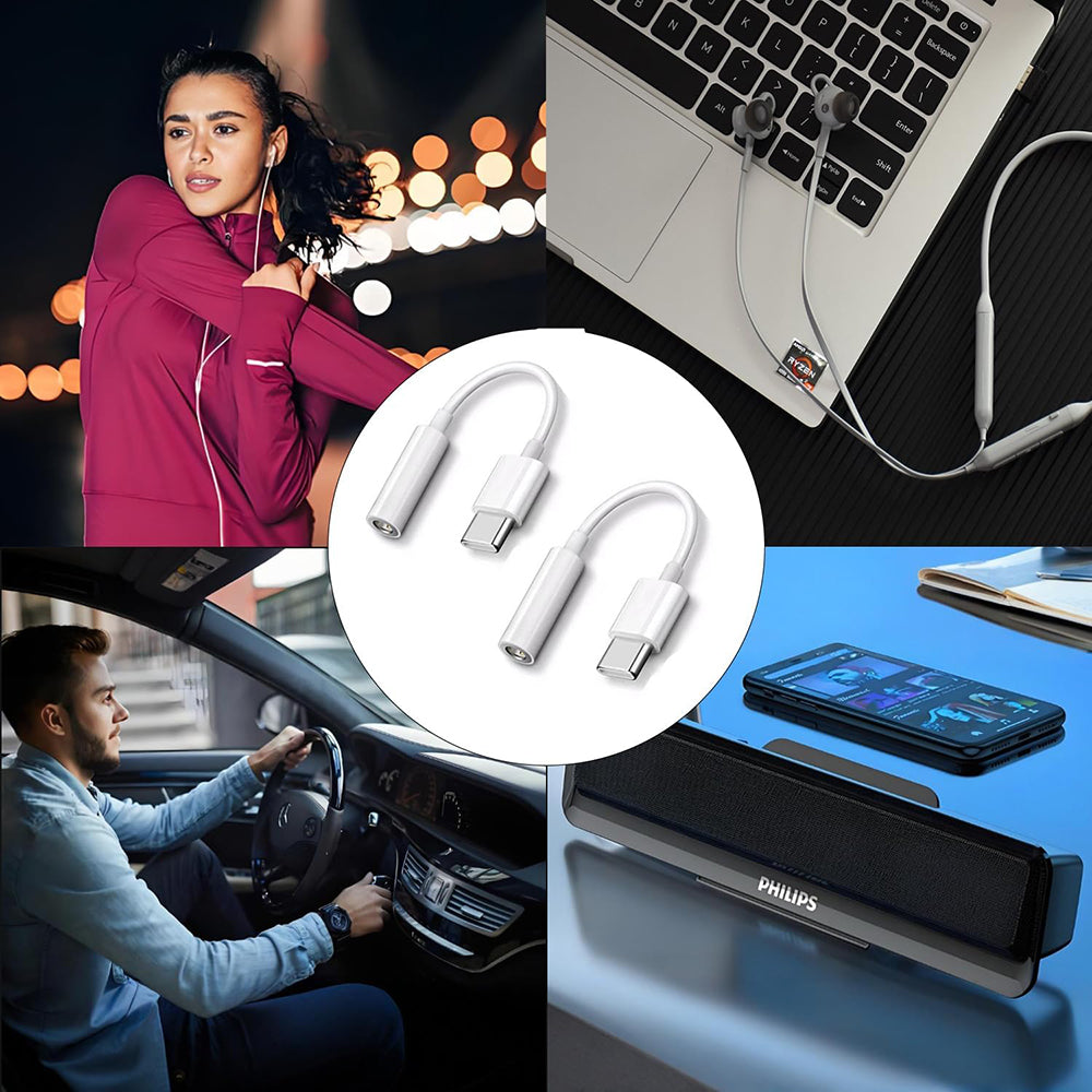 Audio adapter USB-C - 3.5mm Techsuit AC18 MusicBox, Beli, Set 2 komada