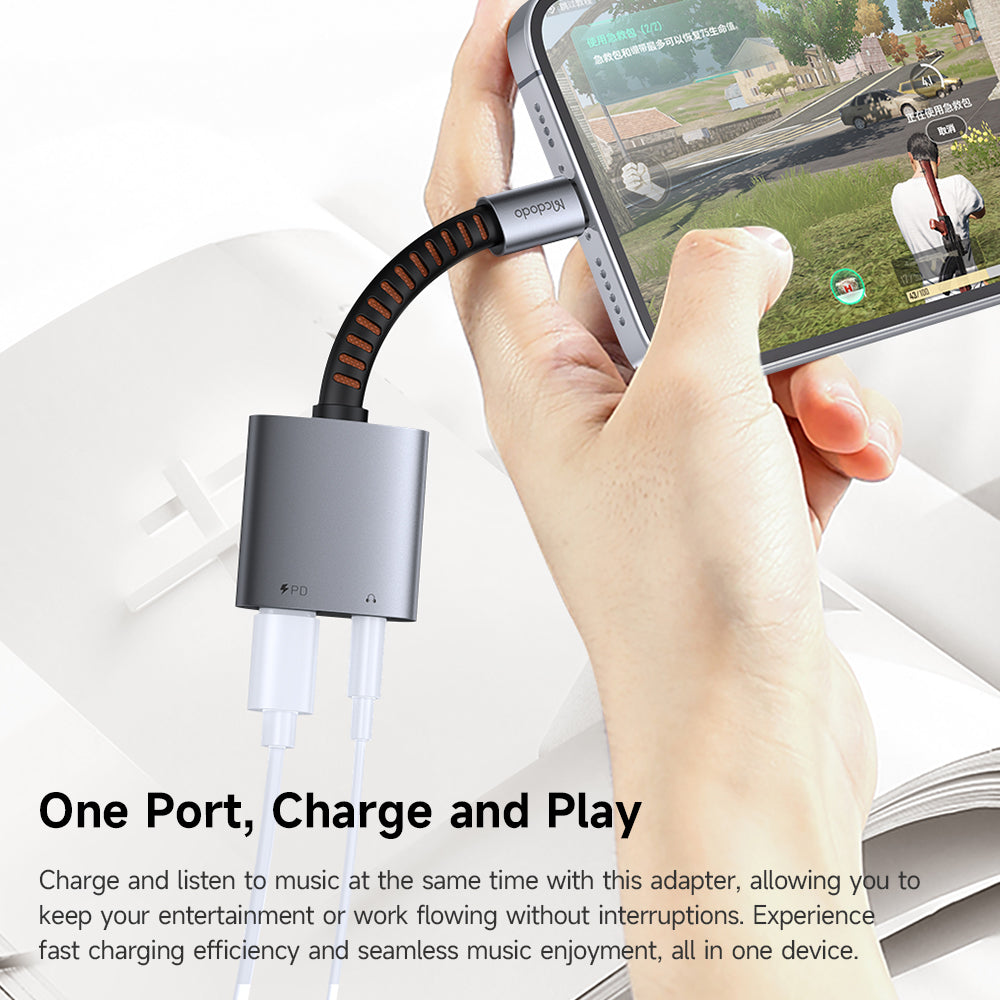 Audio Adapter USB-C - USB-C / 3.5mm McDodo CA-3120, Sivi
