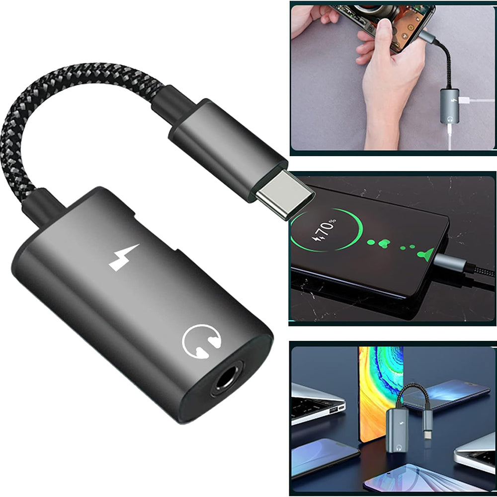 Audio adapter USB-C - USB-C / 3.5mm Techsuit AC22 AcustiCore, Sivi