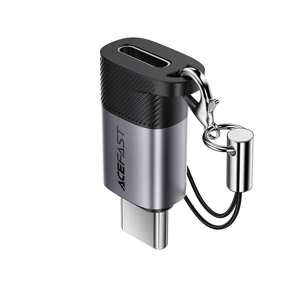 Adapter za podatke i punjenje Lightning - USB-C Acefast J19, Sivi