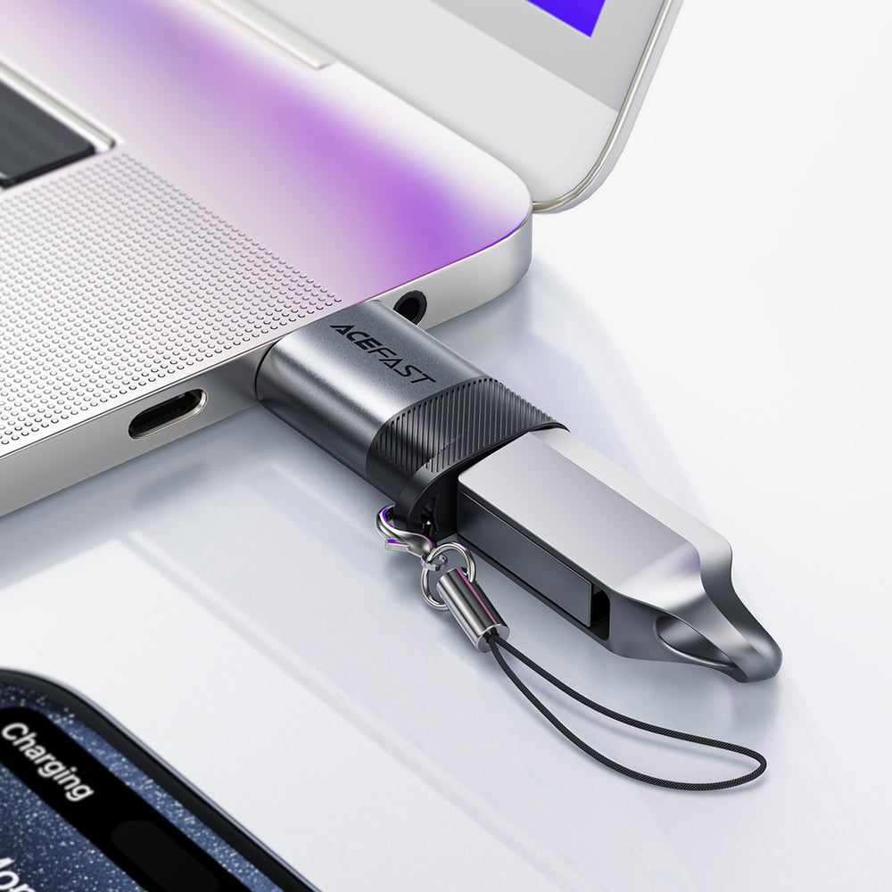 Adapter za podatke i punjenje USB-C - USB-A Acefast J8, Sivi