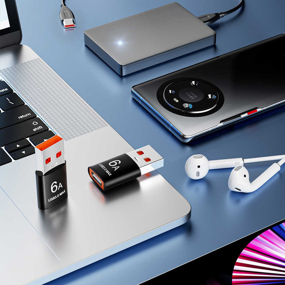 Adaptor Date i Punjenje USB-C - USB-A Techsuit A5 HyperPort, Crno Narandžasti