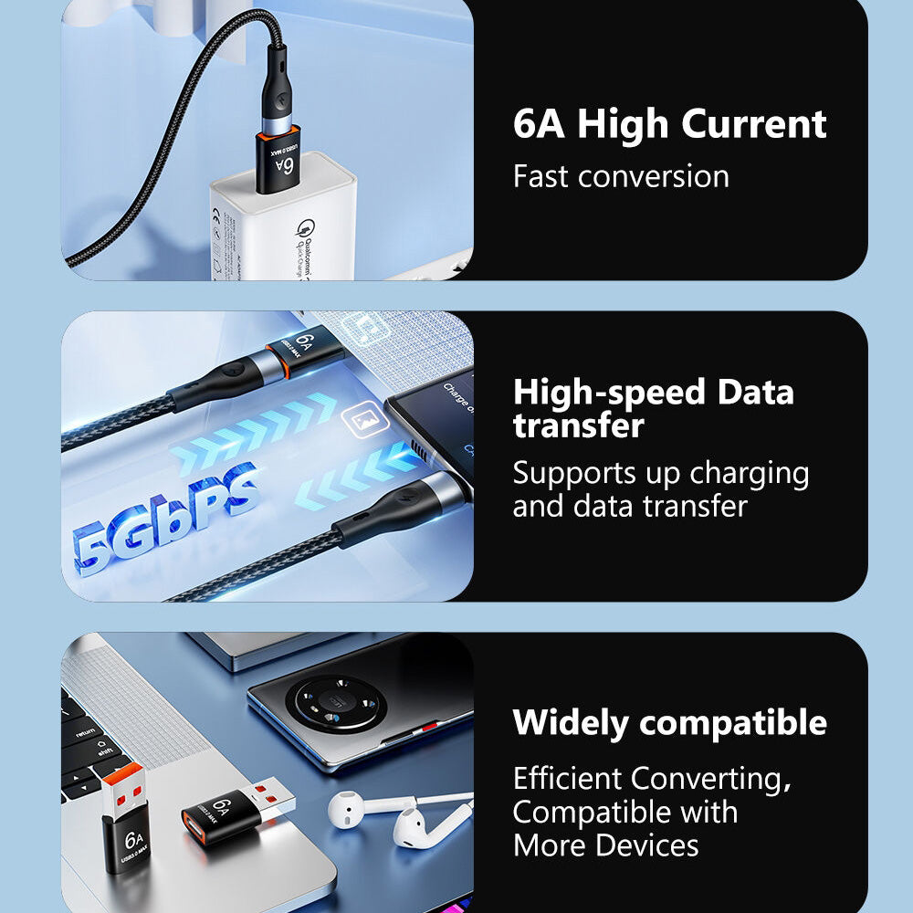 Adaptor Date i Punjenje USB-C - USB-A Techsuit A5 HyperPort, Crno Narandžasti