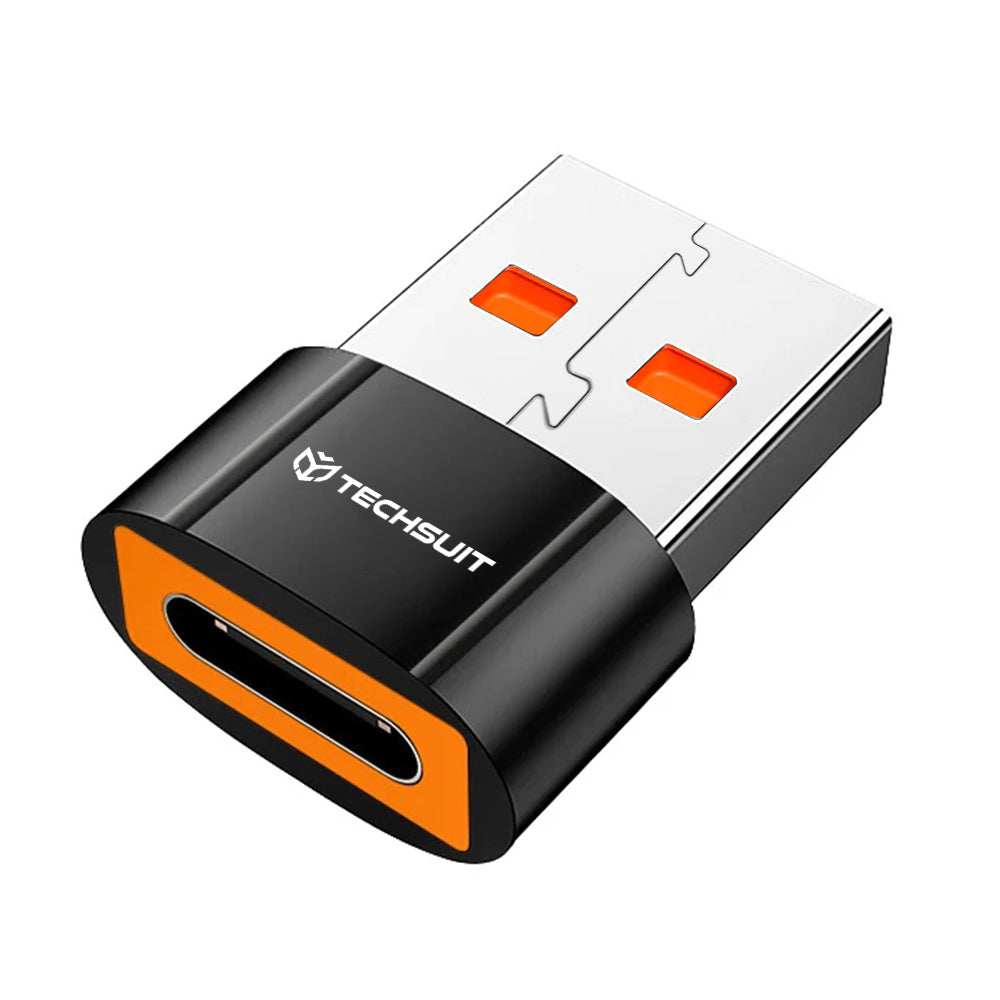 Adapter za podatke i punjenje USB-C - USB-A Techsuit A7 HyperPort, Crno-Narandžasti