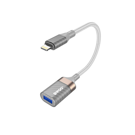 Adaptor OTG Lightning - USB-A BWOO BZ70, Sivi