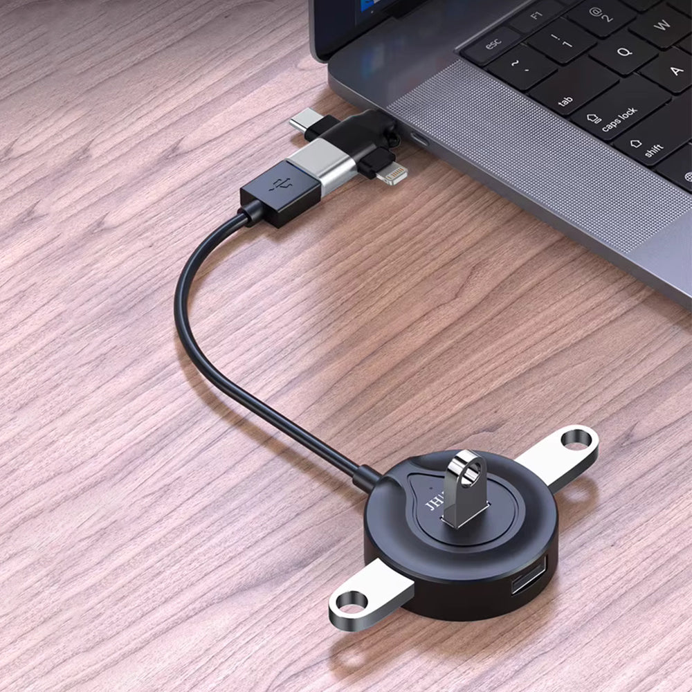Adaptor OTG Lightning / microUSB / USB-C - USB-A Techsuit A17 SoundVoltX, Crni