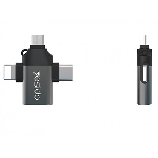 Adaptor OTG Lightning / microUSB / USB-C - USB-A Yesido GS15, Crn