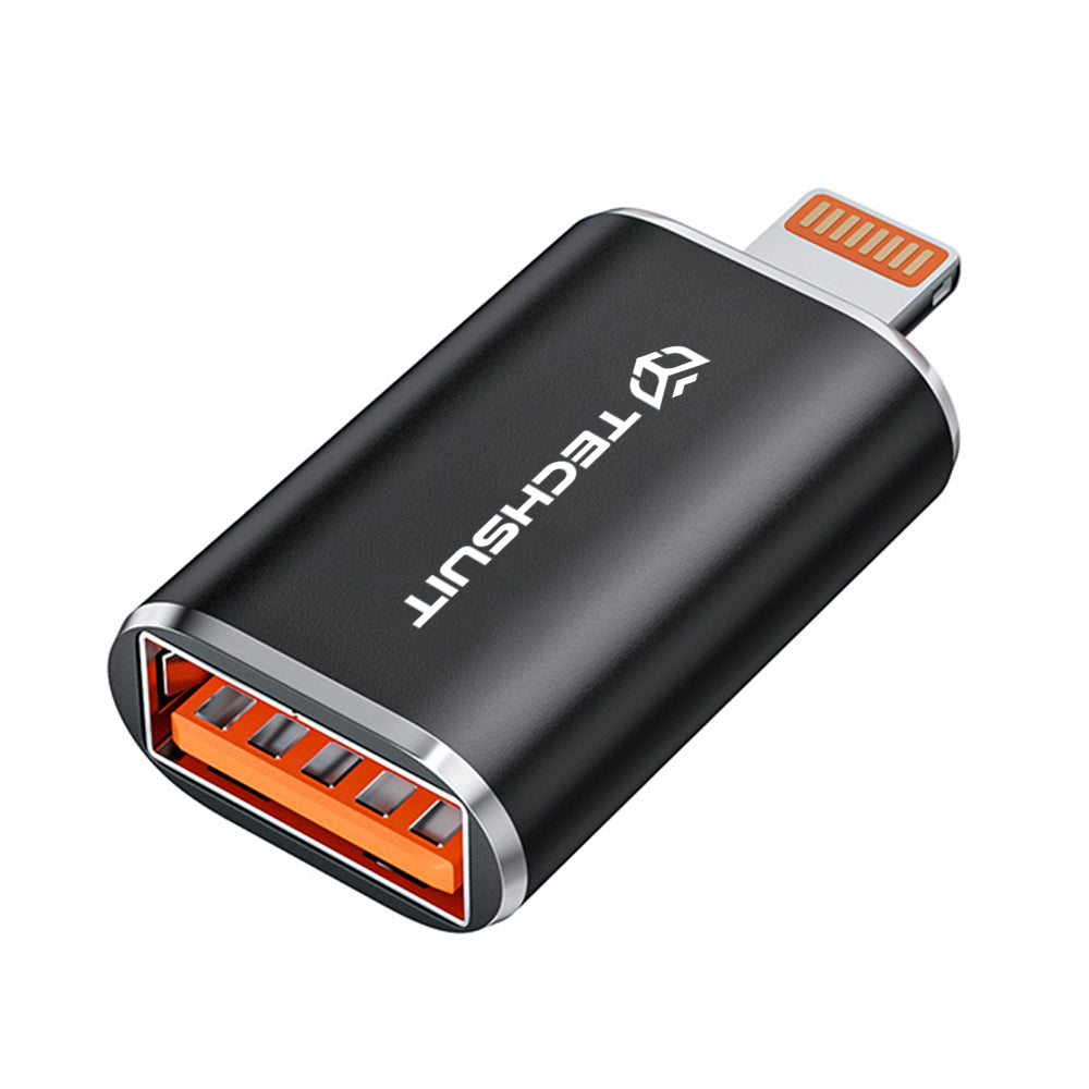 Adaptor OTG Lightning - USB-A Techsuit A6 HyperPort, Crni Narandžasti