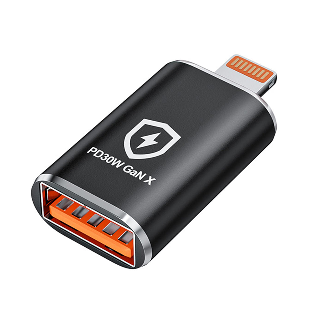 Adaptor OTG Lightning - USB-A Techsuit A6 HyperPort, Crni Narandžasti