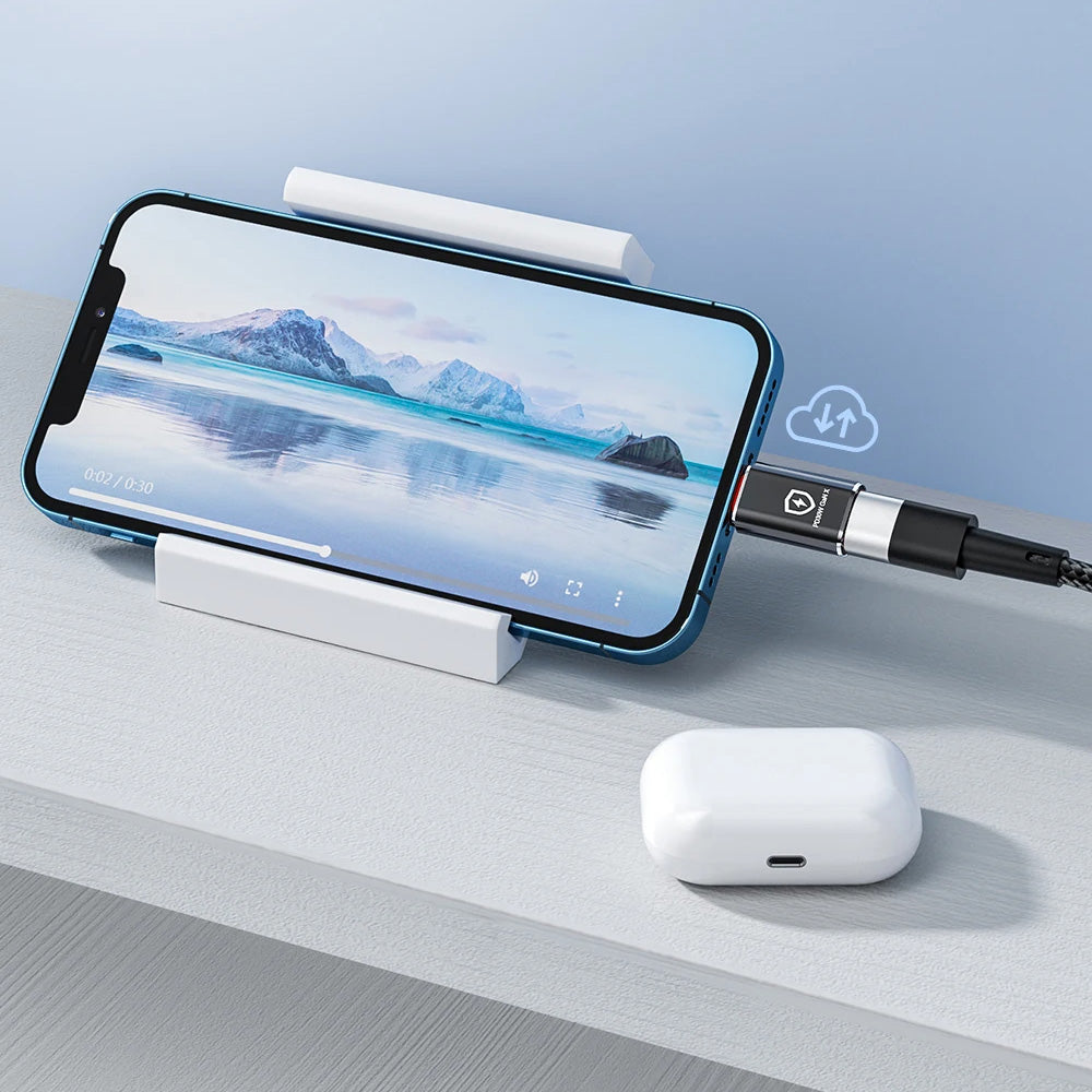 Adaptor OTG Lightning - USB-A Techsuit A6 HyperPort, Crni Narandžasti