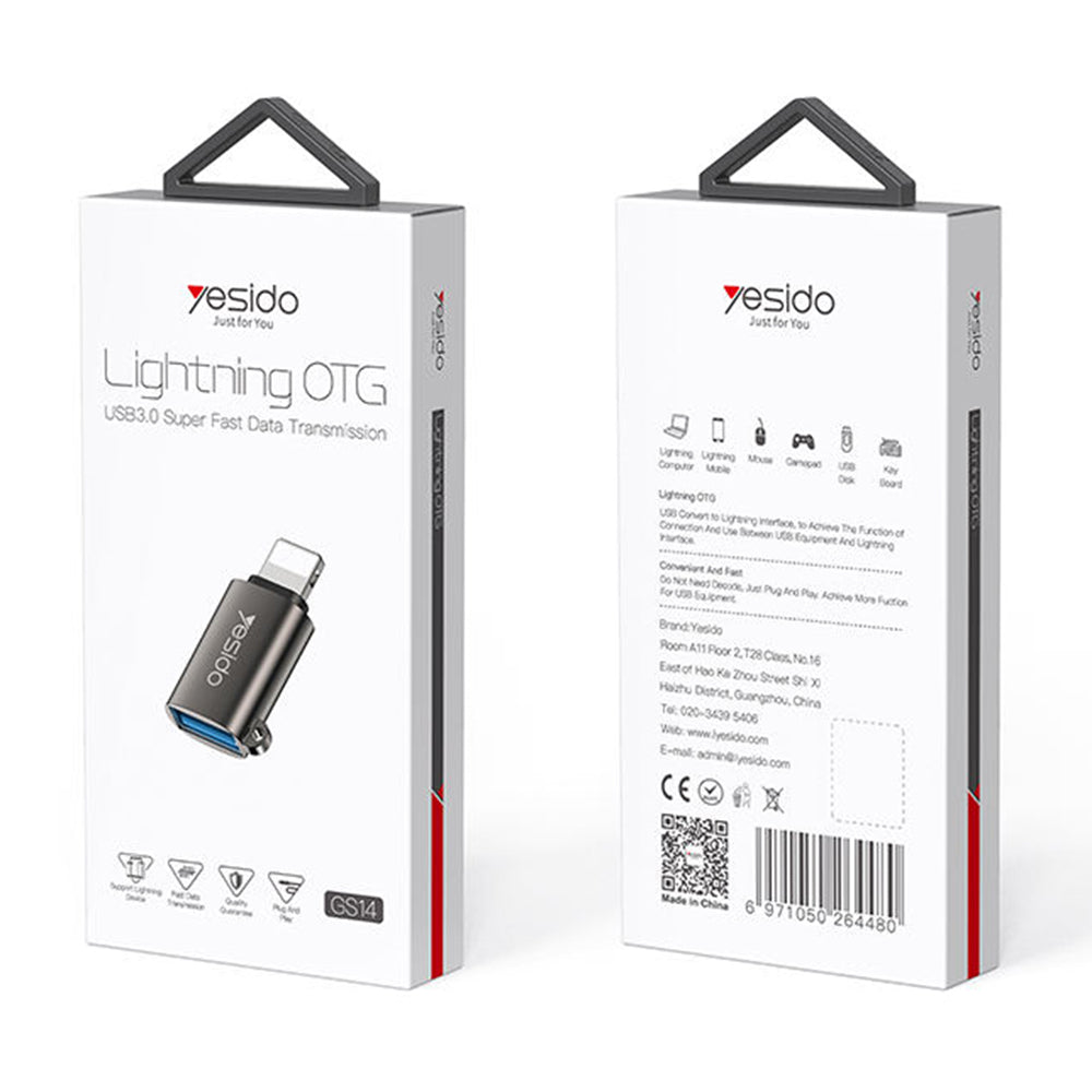 Adaptor OTG Lightning - USB-A Yesido GS14, Crni