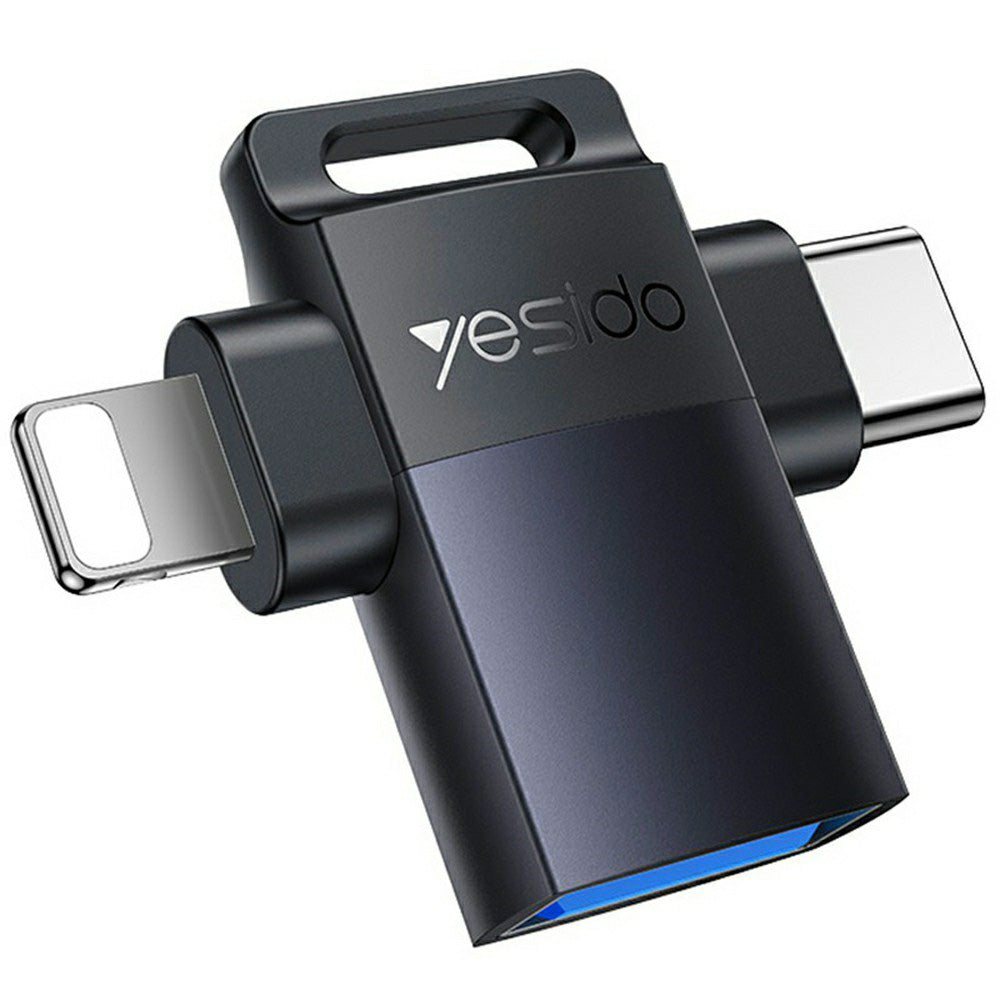 Adaptor OTG Lightning / USB-C - USB-A Yesido GS35, Sivi