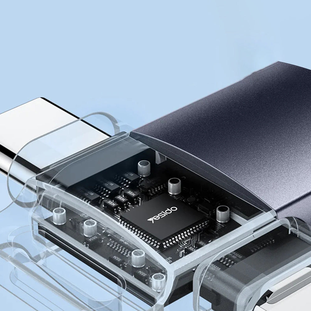 Adaptor OTG Lightning / USB-C - USB-A Yesido GS35, Sivi