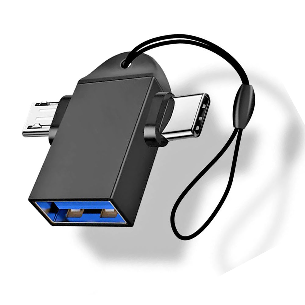 Adaptor OTG microUSB / USB-C - USB-A Techsuit A16 TwoVoltX, Crni