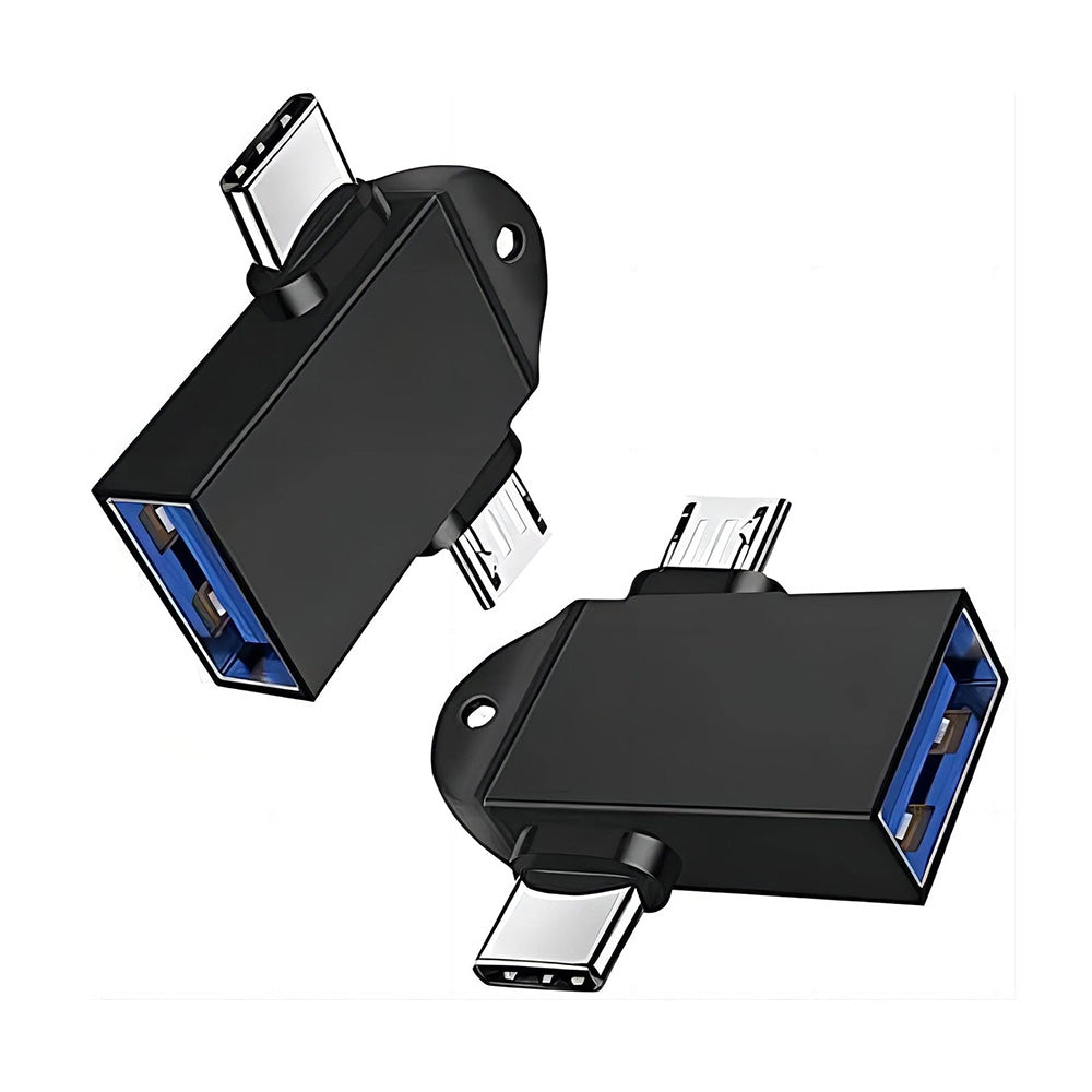 OTG adapter microUSB / USB-C - USB-A Techsuit A15 AluCoreX, Crni