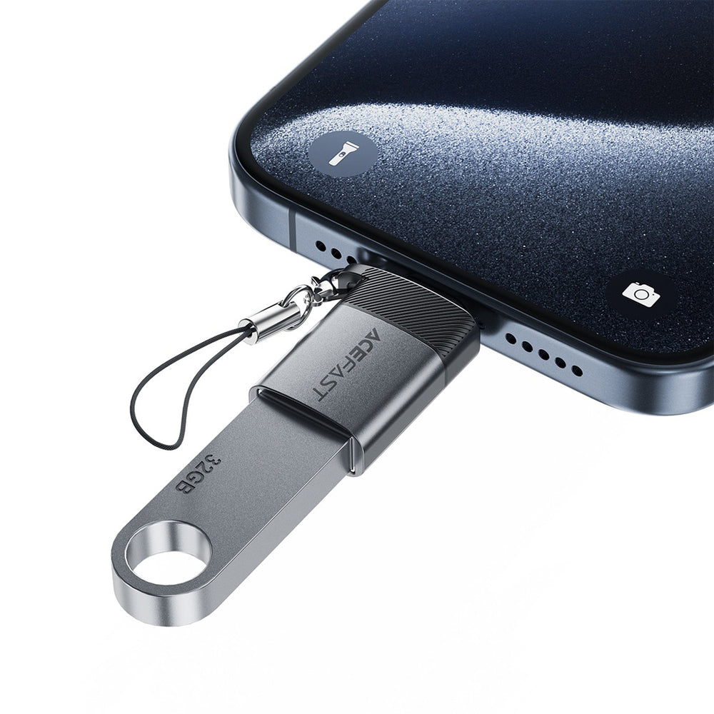 Adaptor OTG USB-C - USB-A Acefast J7, Sivi