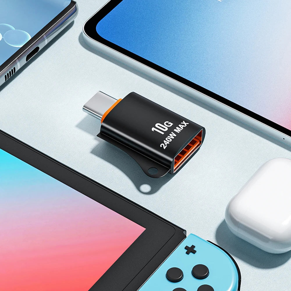 Adaptor OTG USB-C - USB-A Techsuit A1 HyperPort, Crni Narandžasti