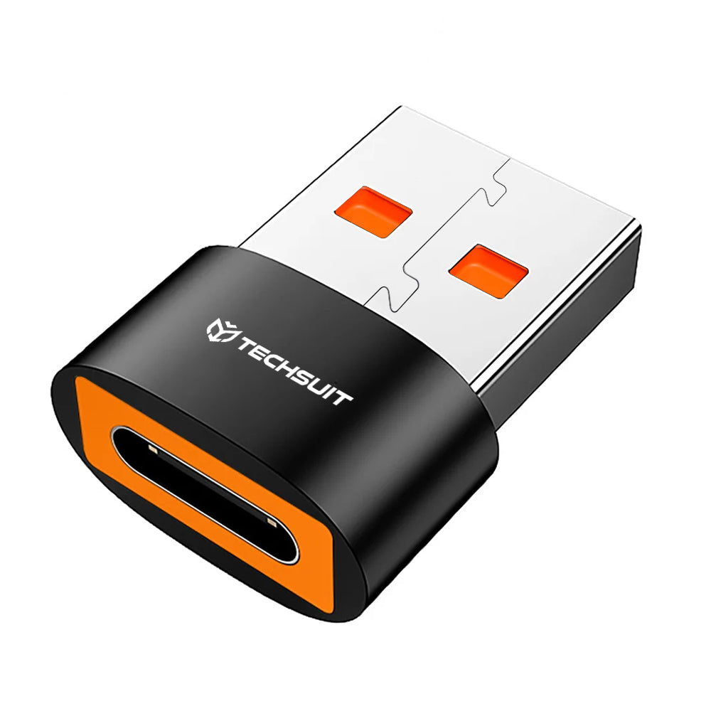 Adapter za podatke i punjenje USB-C - USB-A Techsuit A4 HyperPort, Crno-Narandžasti