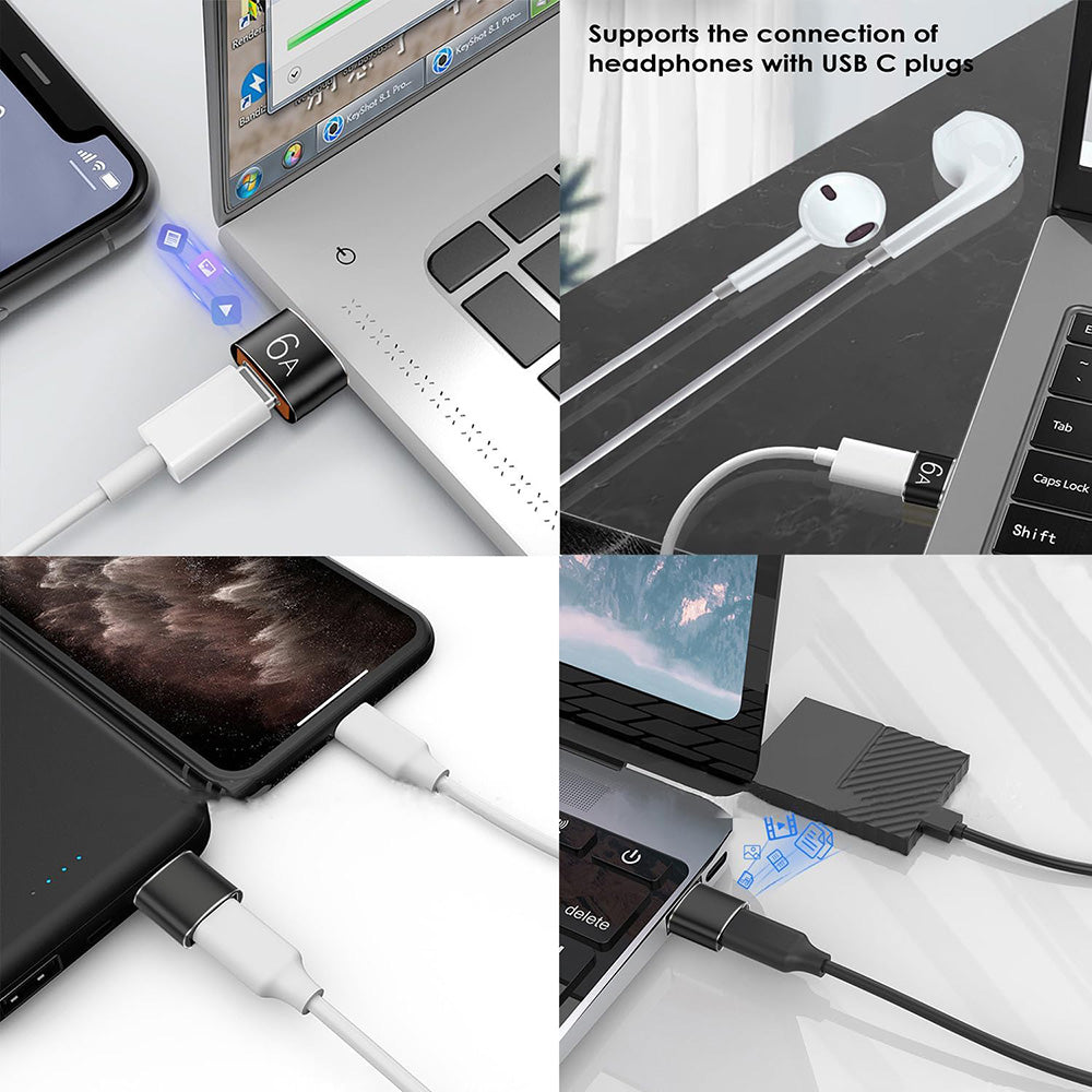 Adapter za podatke i punjenje USB-C - USB-A Techsuit A4 HyperPort, Crno-Narandžasti