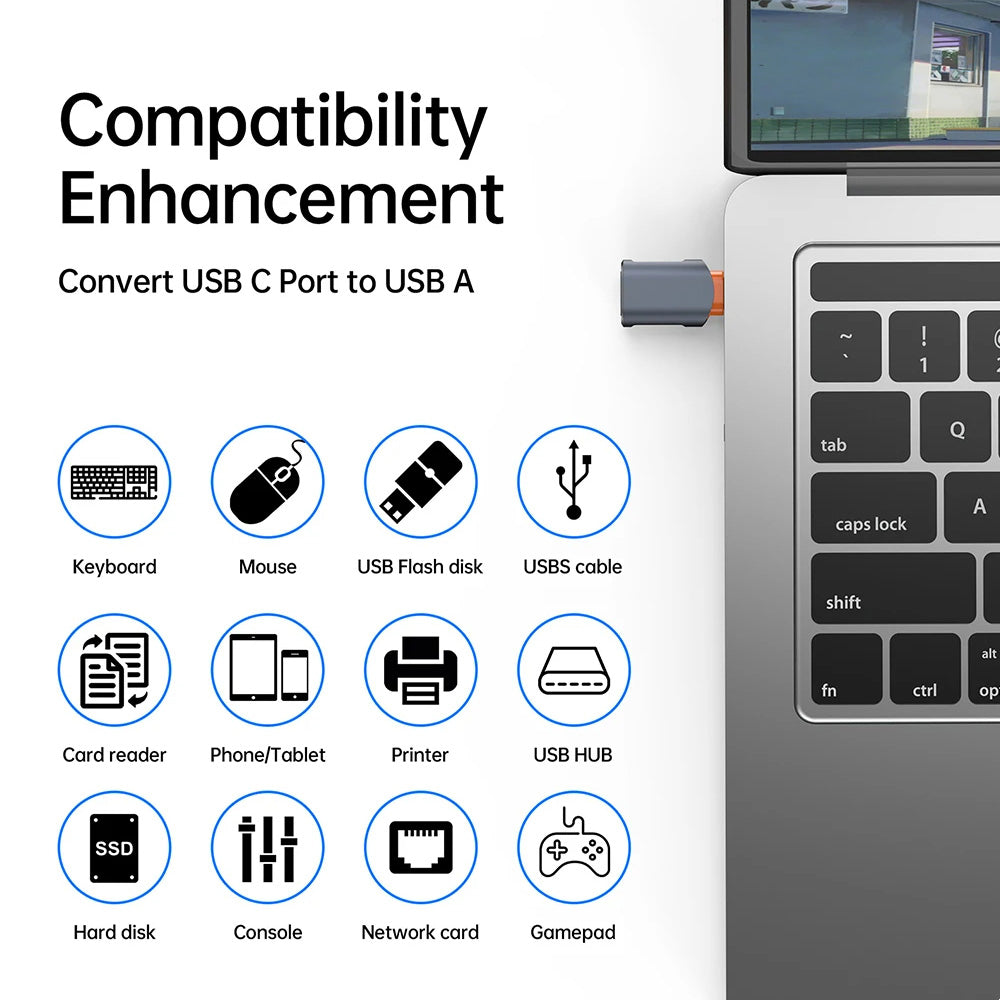 Adaptor OTG USB-C - USB-A Techsuit A9 SlateVolt, Sivi Narandžasti
