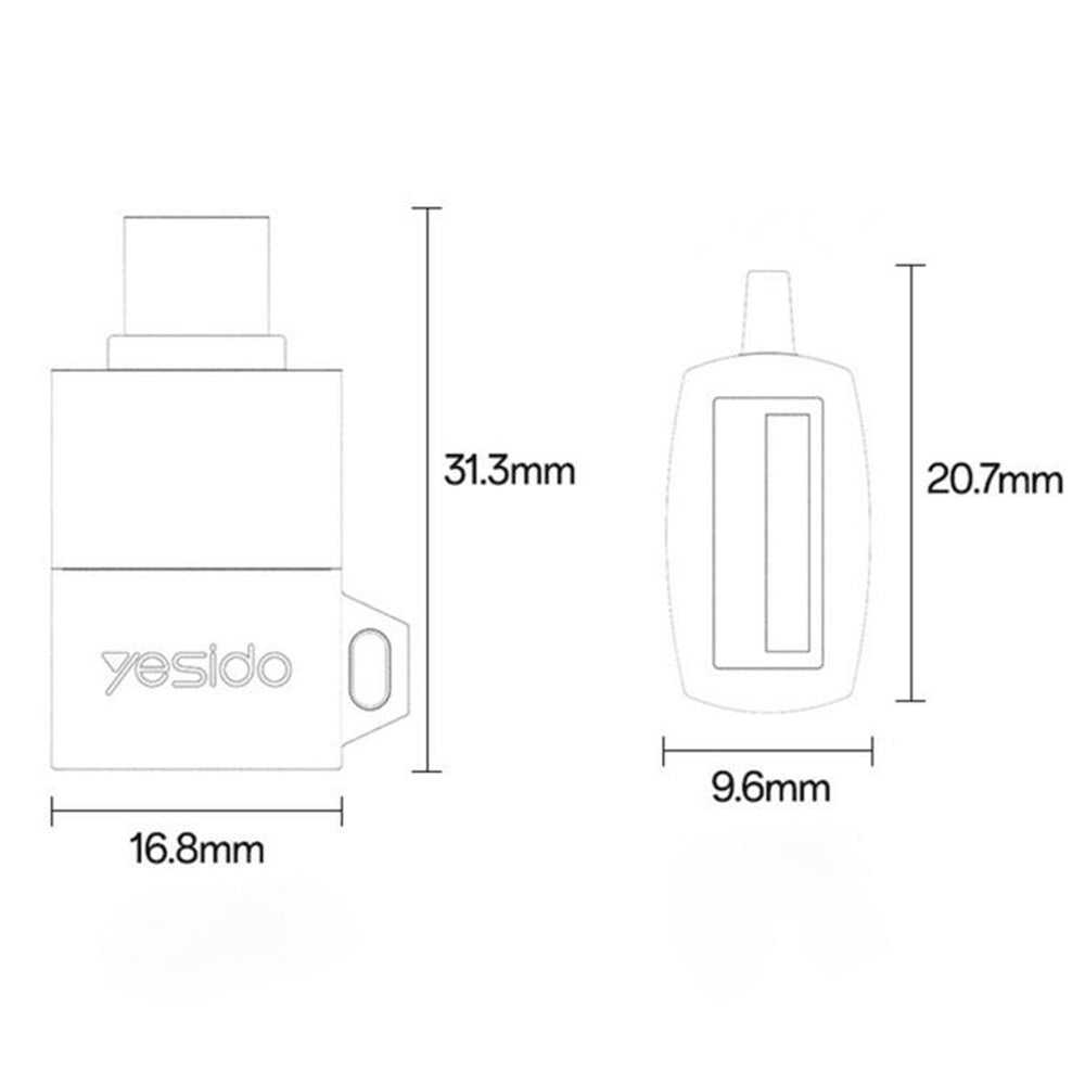 Adaptor OTG USB-C - USB-A Yesido GS31, Sivi