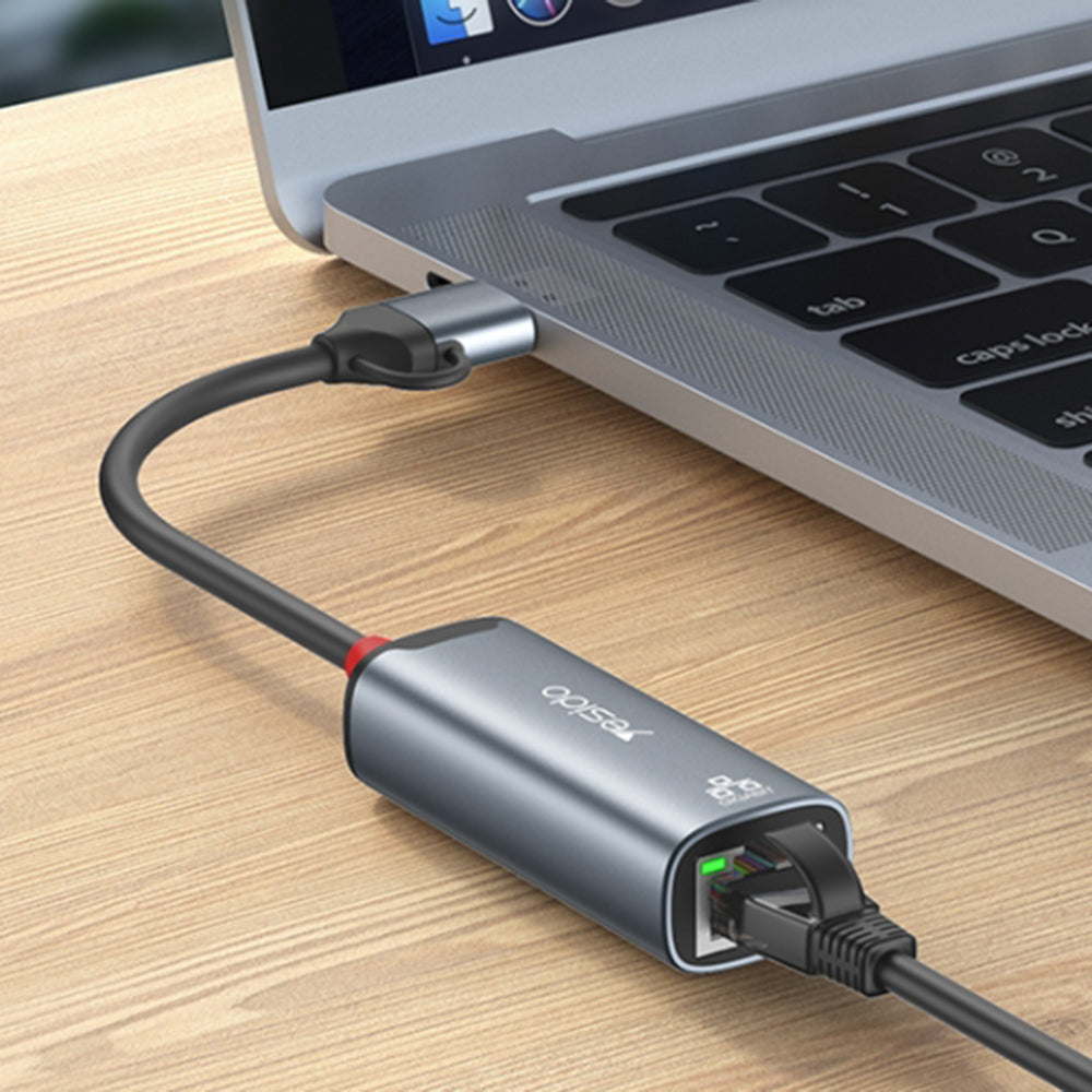 Mrežna kartica Yesido HB26, RJ45, USB / USB-C, Siva