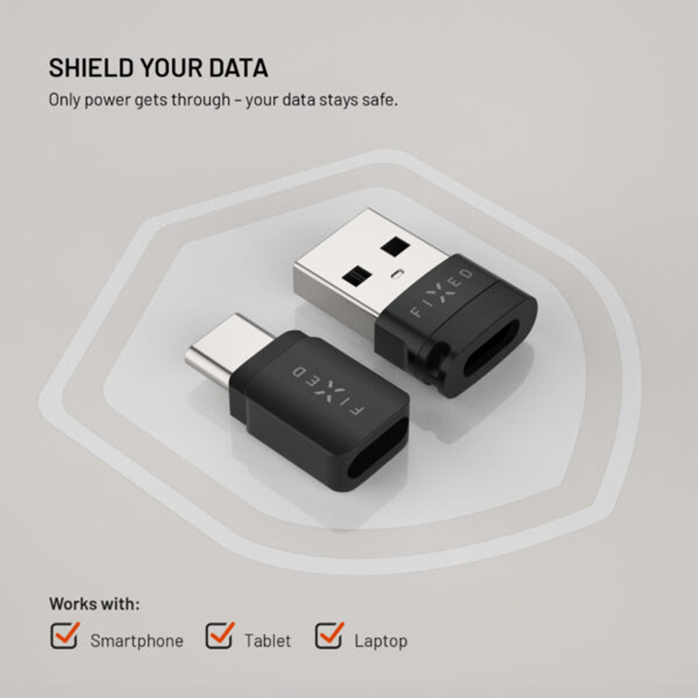 USB Adapter za Blokiranje Podataka Fixed, USB-A / USB-C, 2u1, Crni
