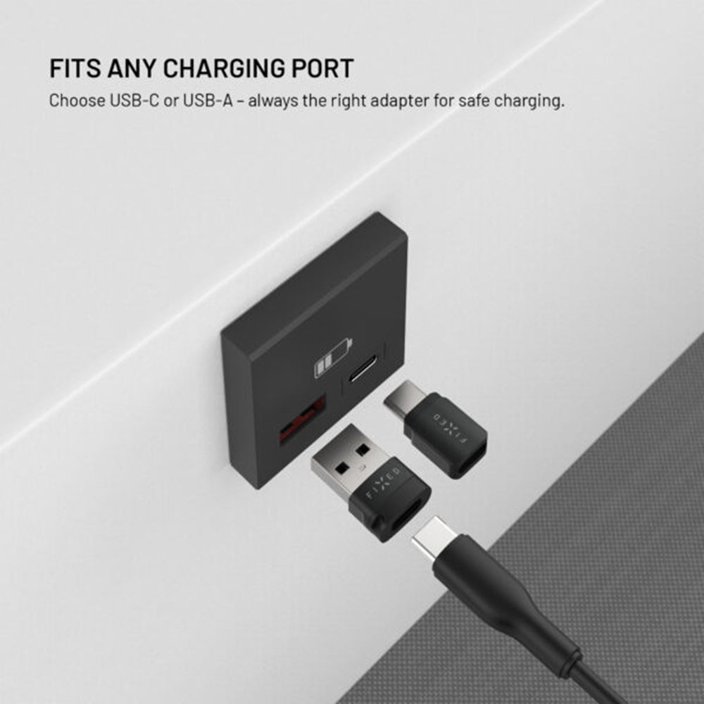 USB Adapter za Blokiranje Podataka Fixed, USB-A / USB-C, 2u1, Crni