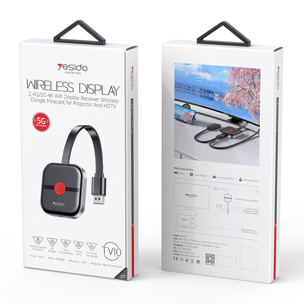 Bežični multimedijalni adapter Yesido TV10 5G, Crni