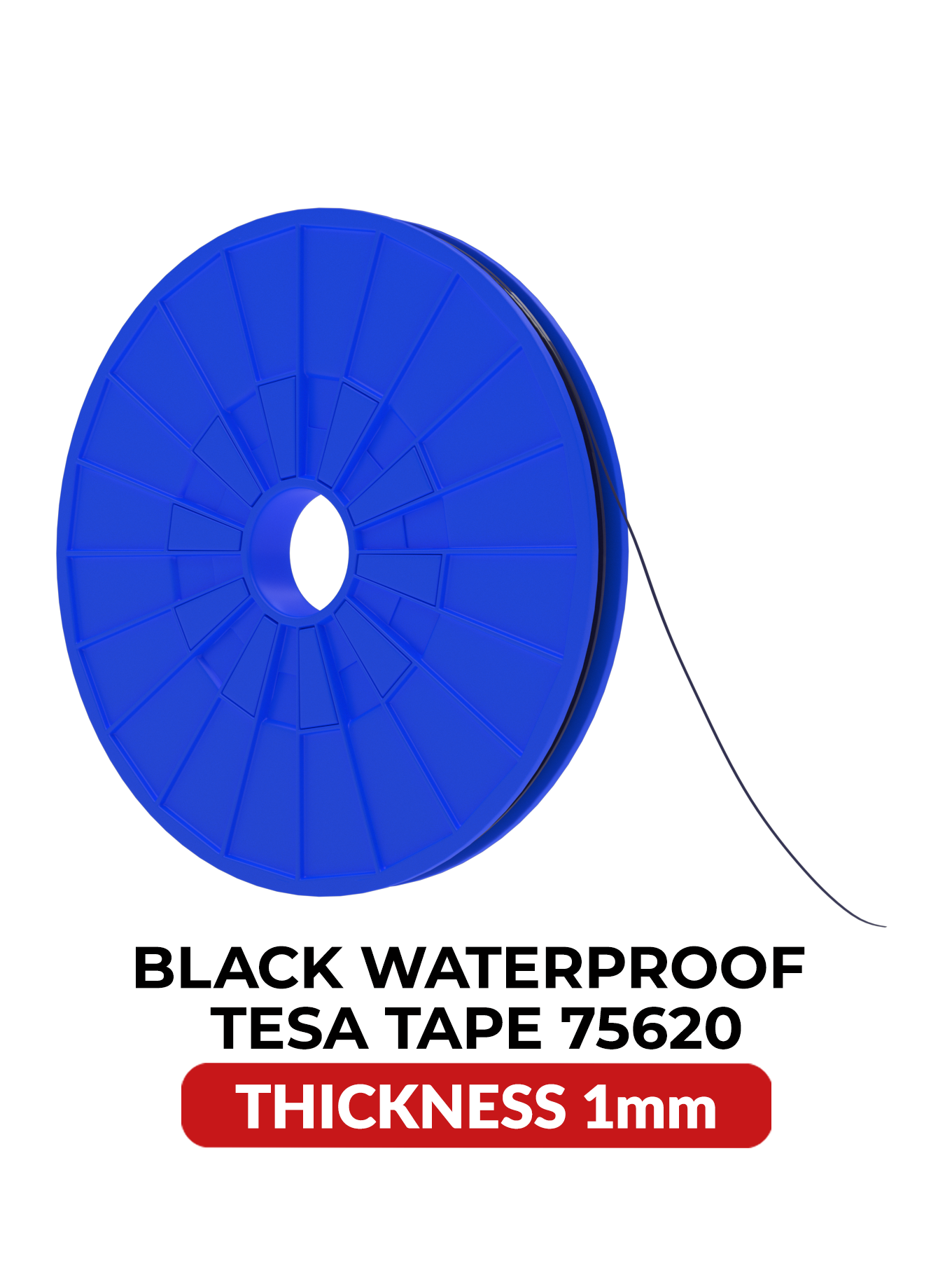 Traka Tesa, 1mm, 25m, Akrilna, Vodootporna, Crna