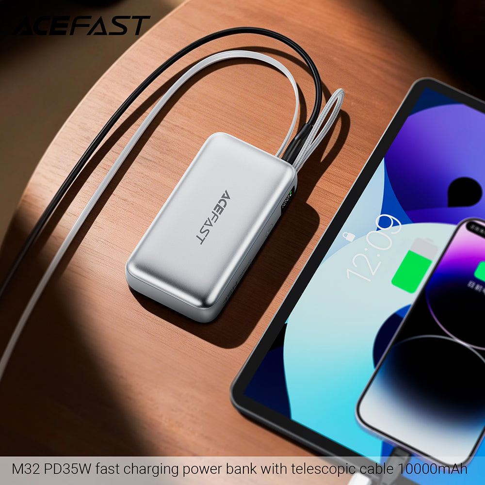 Spoljna baterija Acefast M32, 10000mAh, 35W, PD, 2 x USB-C, Srebrna