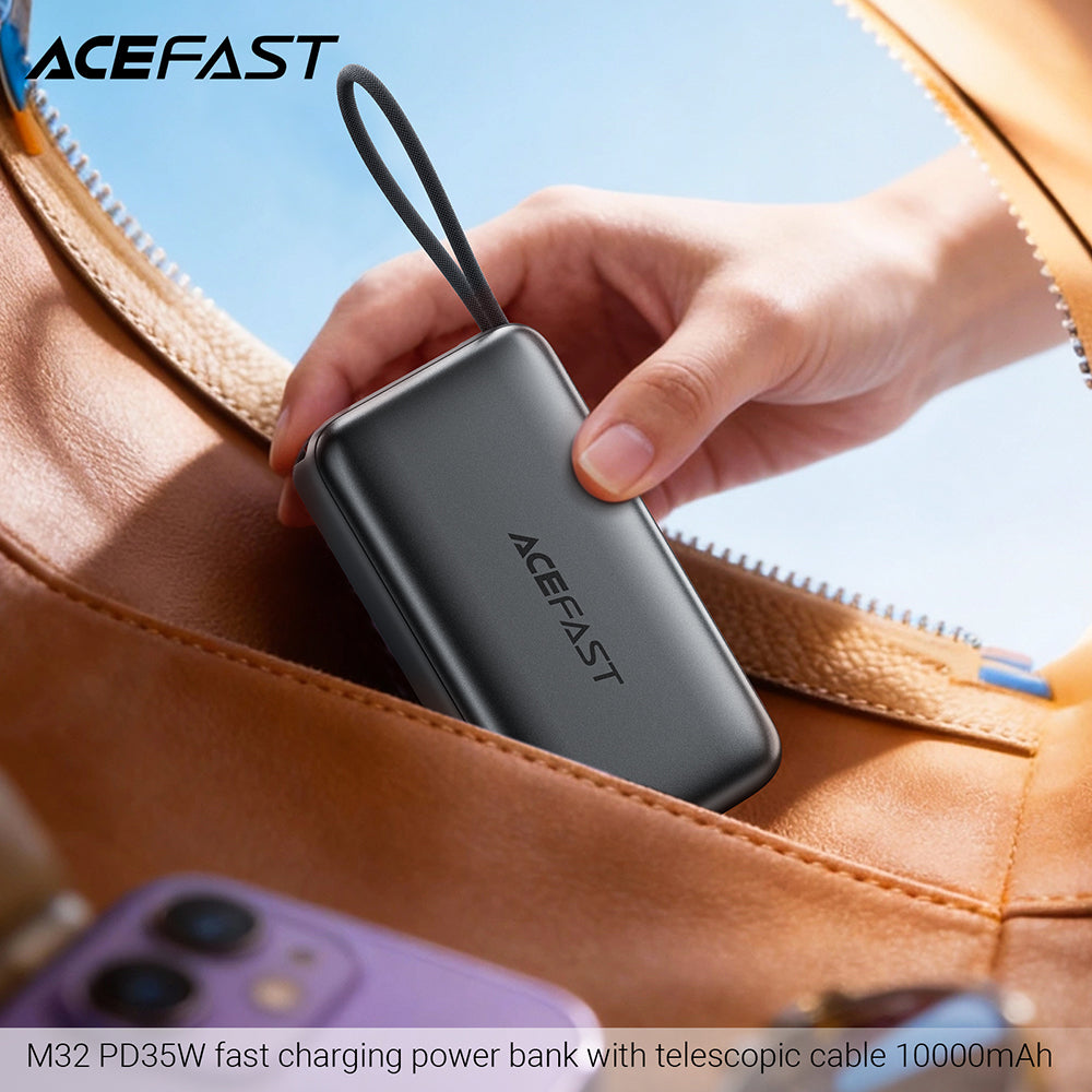 Eksterna baterija Acefast M32, 10000mAh, 35W, PD, 2 x USB-C, Siva