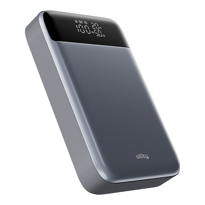 Eksterna baterija Allity. APB-200 PocketPower, 19200mAh, 130W, QC + PD, 1 x USB-A - 2 x USB-C, Siva