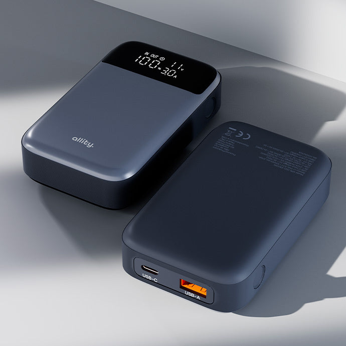 Spoljna baterija Allity. APB-200 PocketPower, 10000mAh, 33W, QC + PD, 1 x USB-A - 1 x USB-C, Siva