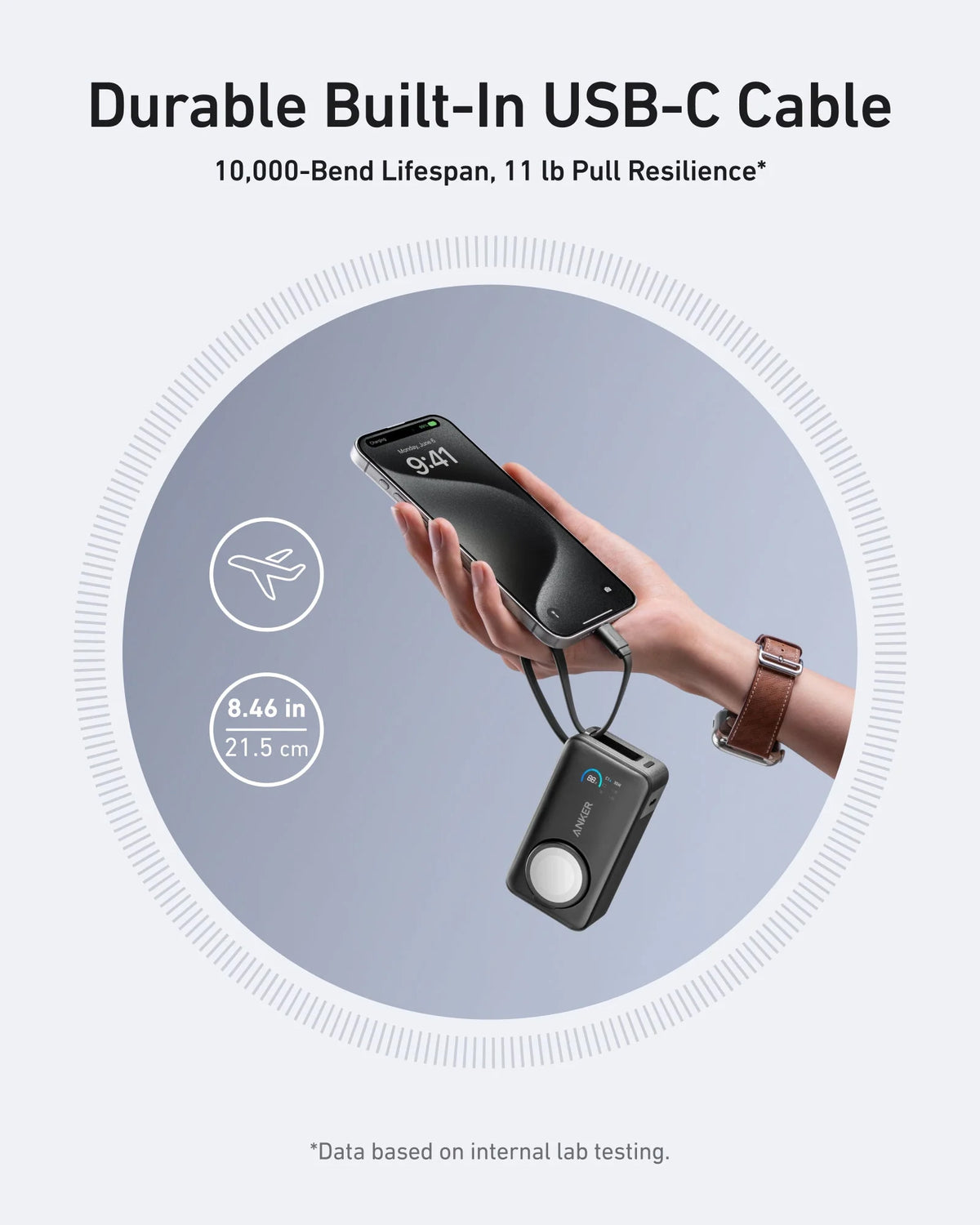 Spoljna bežična baterija Anker MagGo, 10000mAh, 35W, PD + QI, 1 x QI - 2 x USB-C, Crna A1657011