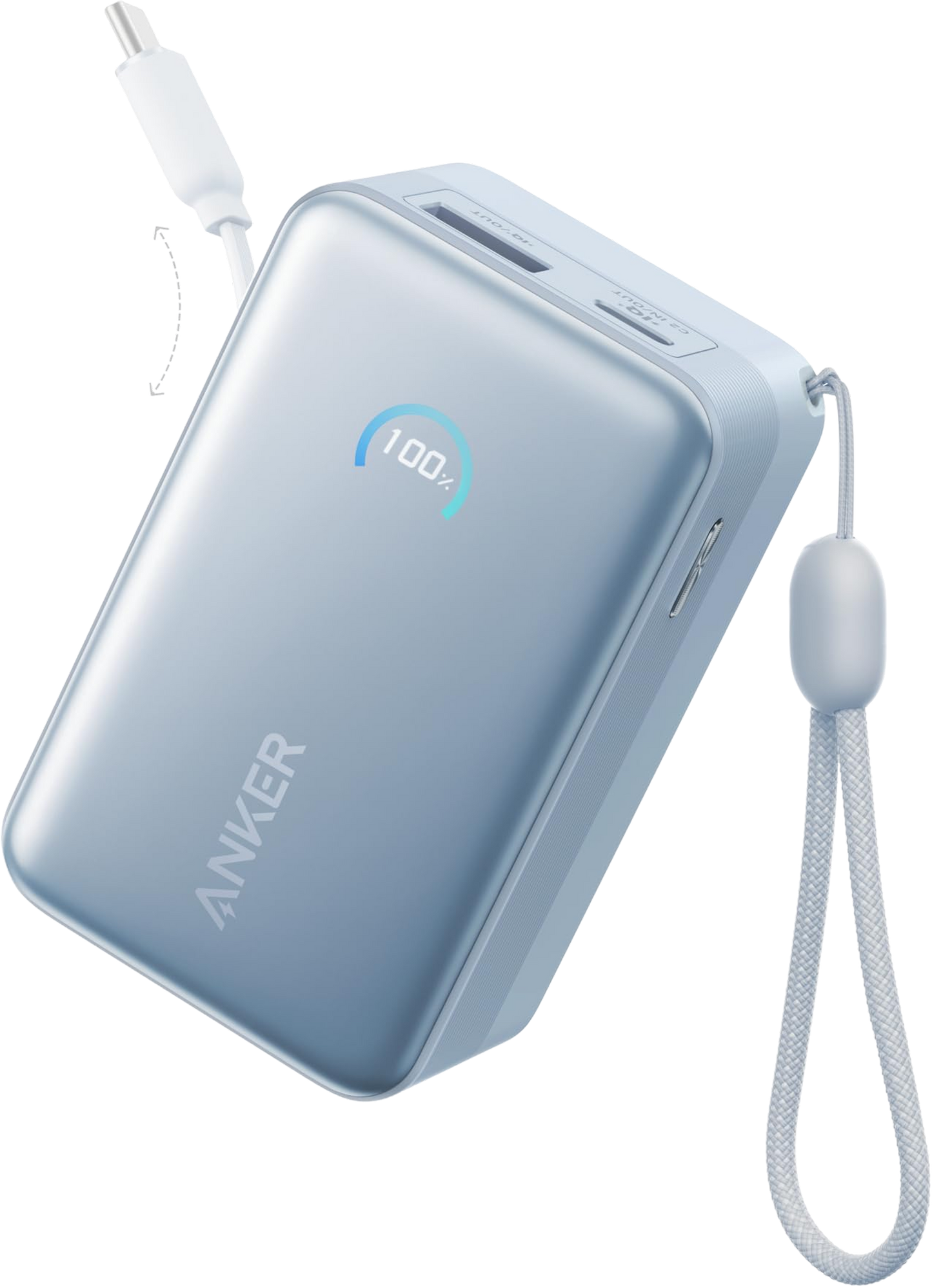 Eksterna baterija Anker Nano, 10000mAh, 45W, QC + PD, 1 x USB-A - 2 x USB-C, Plava