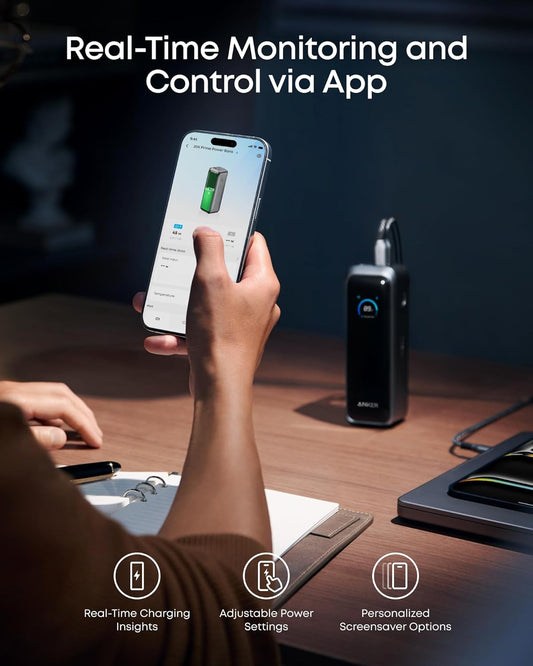 Eksterna baterija Anker Prime, 20100mAh, 220W, QC + PD, 1 x USB-A - 2 x USB-C, Crna A110BH11