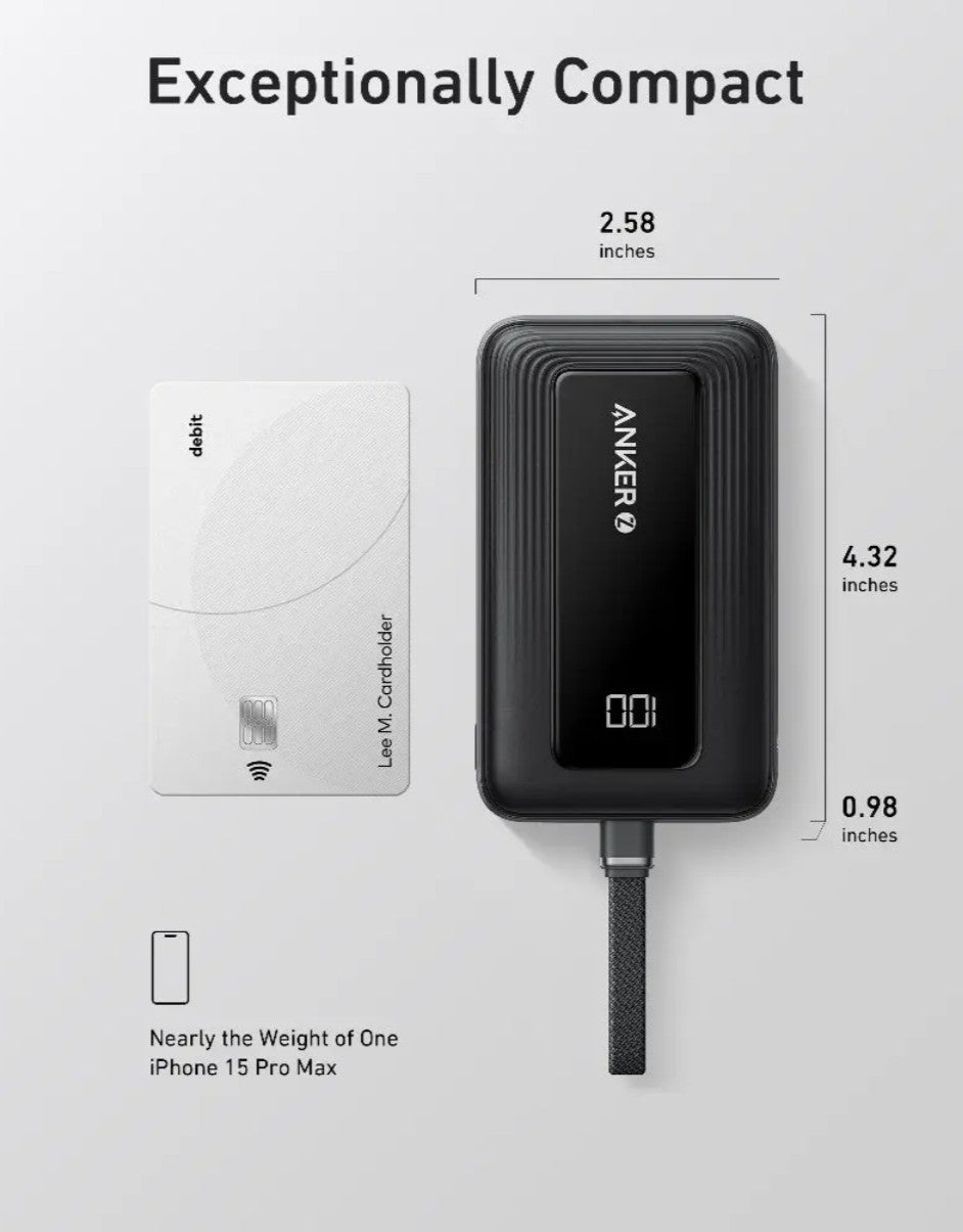 Spoljna baterija Anker Zolo, 10000mAh, 30W, QC + PD, 1 x USB-A - 2 x USB-C, Crna A1688H11