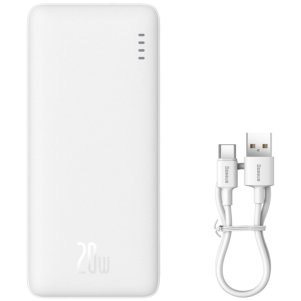 Eksterna baterija Baseus Airpow, 10000mAh, 20W, QC + PD, 1 x USB-A - 1 x USB-C, Bela