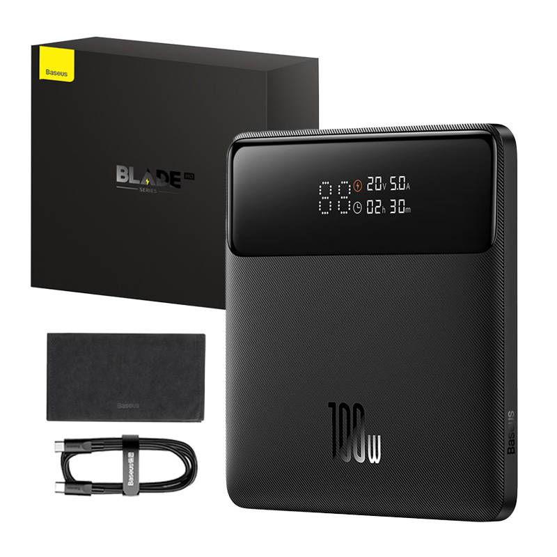 Eksterna baterija Baseus Blade HD, 20000mAh, 100W, QC + PD, 2 x USB-A - 2 x USB-C, Crna PPBL000301