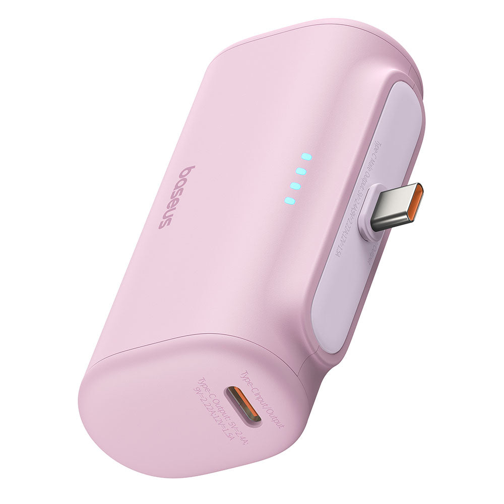 Eksterna baterija Baseus Compact, 5000mAh, 20W, PD, 2 x USB-C, Roze P10068306413-00