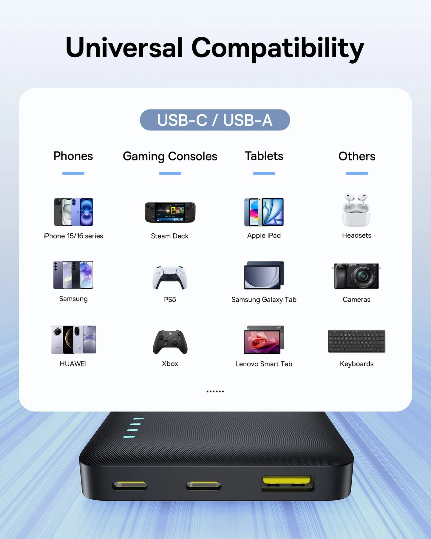 Spoljna baterija Baseus EnerFill FP21, 10000mAh, 22.5W, QC + PD, 1 x USB-A - 2 x USB-C, Crna P1008210D123-00