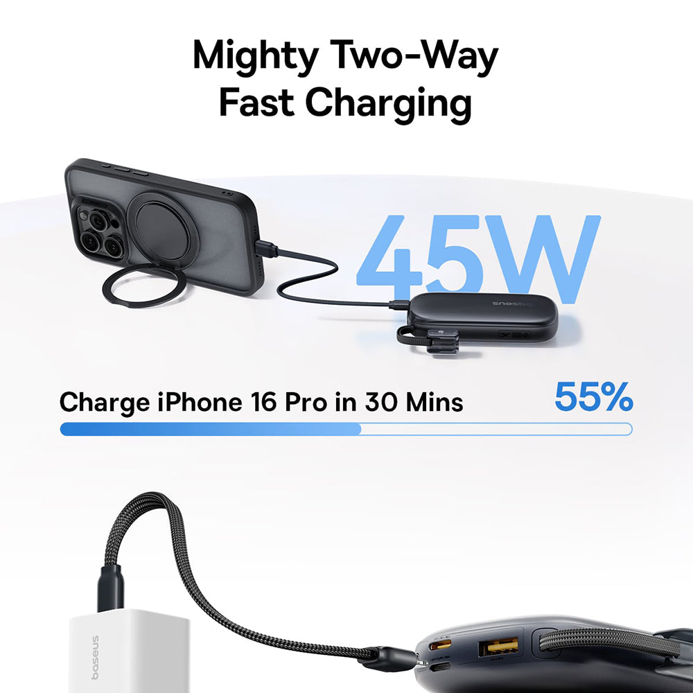 Spoljna baterija Baseus EnerFill FC21 Qpow 3 Ultra, 10000mAh, 45W, QC + PD, 1 x USB-A - 1 x USB-C, Bež E0027Q01