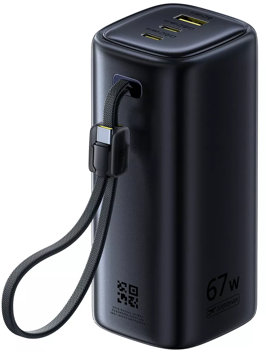 Eksterna baterija Baseus EnerGeek GX11, 20000mAh, 67W, QC + PD, 1 x USB-A - 2 x USB-C, Crna E0025701
