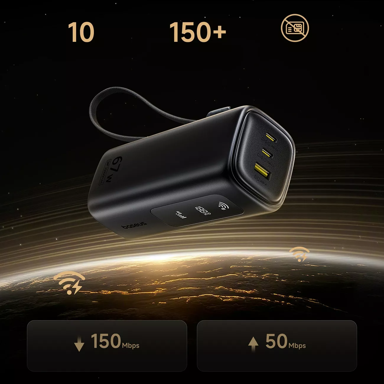 Eksterna baterija Baseus EnerGeek GX11, 20000mAh, 67W, QC + PD, 1 x USB-A - 2 x USB-C, Crna E0025701